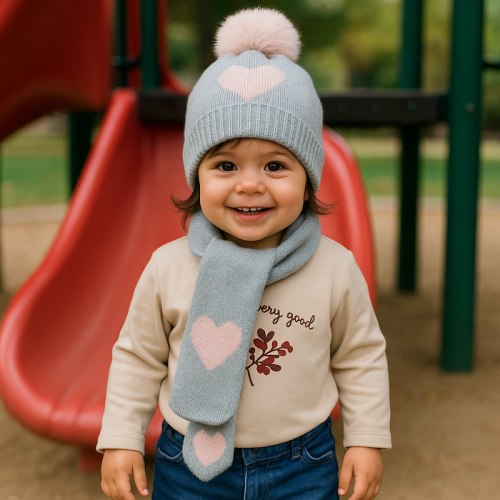 Σετ Βρεφικό Μάλλινο Σκουφάκι Κασκόλ 8546