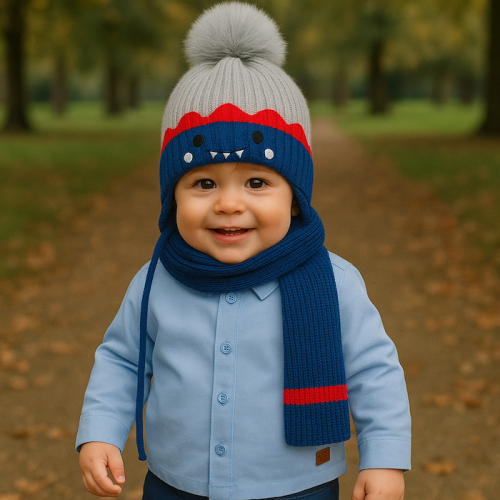 Βρεφικό Μάλλινο Σκουφάκι Κασκόλ 8548