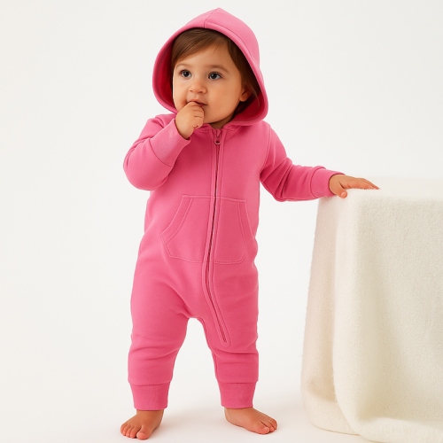 Βρεφική Ολόσωμη Φόρμα με κουκούλα Vrefiki-Olosomi-Forma-Me Koukoula Tracksuit_fuhcsia 